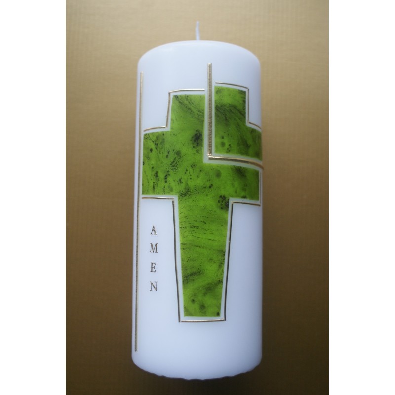 Trauerkerze grünes Kreuz