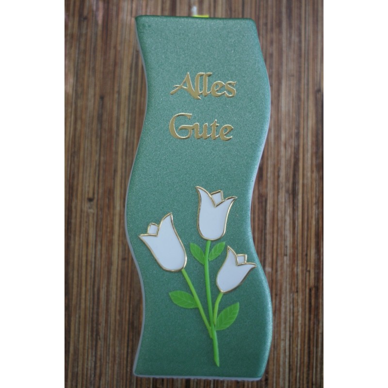 Geburtstagskerze grün mit Tulpen