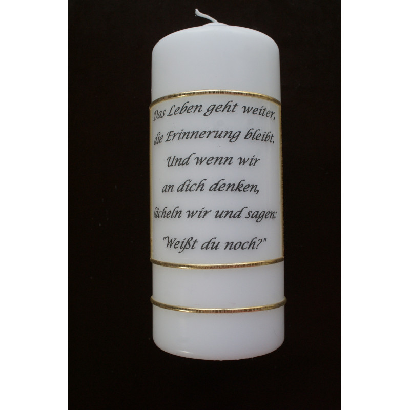 Trauerkerze mit Spruch